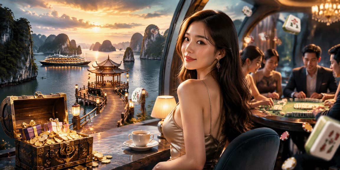Người chơi tại vịnh Hạ Long thưởng thức cà phê và kiểm tra ưu đãi tiền thưởng lễ tết
